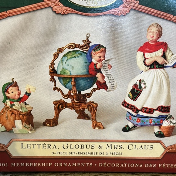 Hallmark, Letters, Globe and Mrs. Claus, 2001 -3 piece Ornament Set - Picture 4 of 12